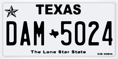 TX license plate DAM5024