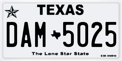 TX license plate DAM5025