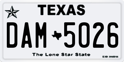 TX license plate DAM5026