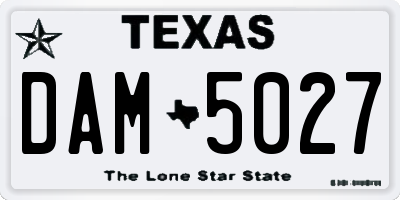TX license plate DAM5027