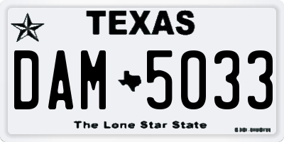 TX license plate DAM5033