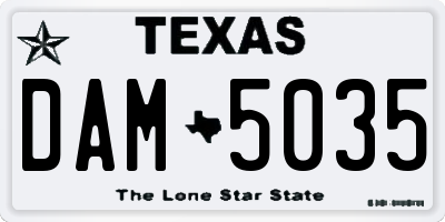 TX license plate DAM5035