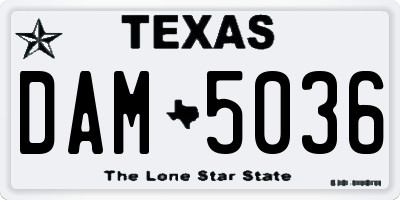TX license plate DAM5036