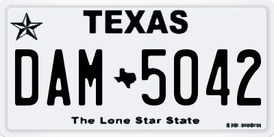 TX license plate DAM5042