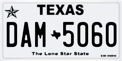 TX license plate DAM5060
