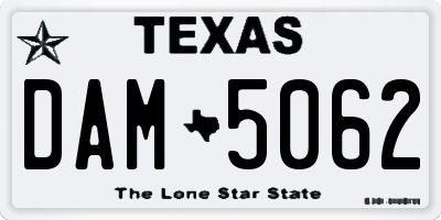 TX license plate DAM5062