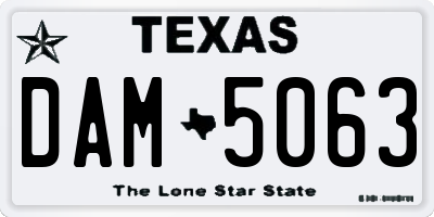TX license plate DAM5063