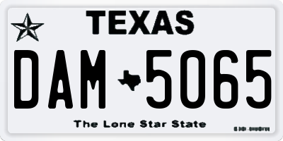 TX license plate DAM5065