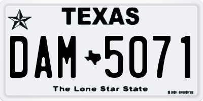 TX license plate DAM5071