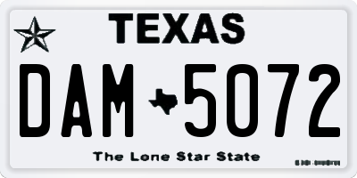 TX license plate DAM5072