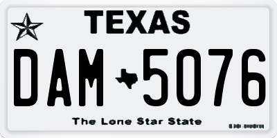 TX license plate DAM5076