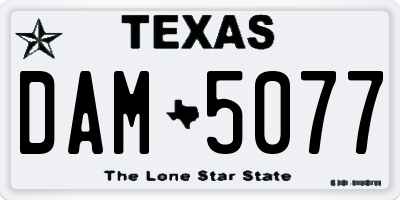 TX license plate DAM5077