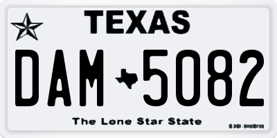 TX license plate DAM5082
