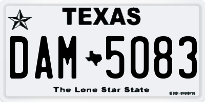 TX license plate DAM5083