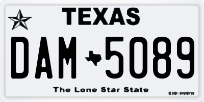 TX license plate DAM5089