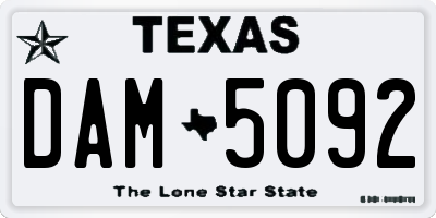 TX license plate DAM5092