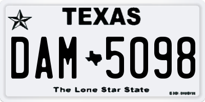 TX license plate DAM5098
