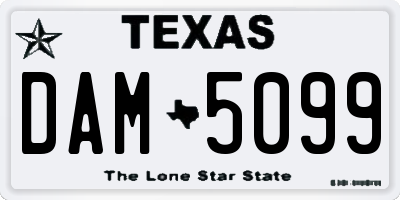 TX license plate DAM5099