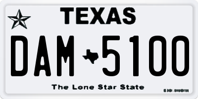 TX license plate DAM5100