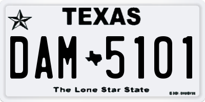 TX license plate DAM5101