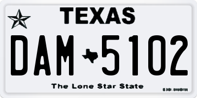 TX license plate DAM5102