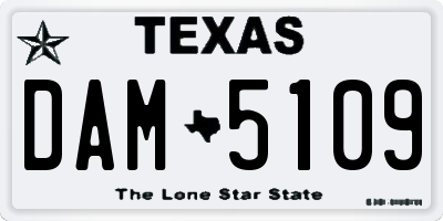 TX license plate DAM5109