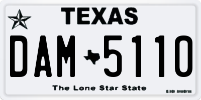 TX license plate DAM5110