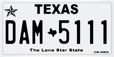 TX license plate DAM5111