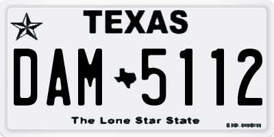 TX license plate DAM5112