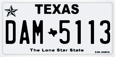 TX license plate DAM5113