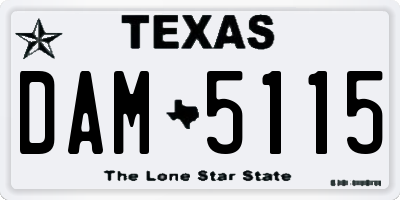 TX license plate DAM5115