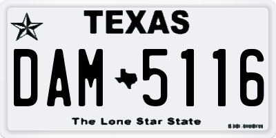TX license plate DAM5116