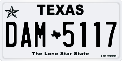 TX license plate DAM5117