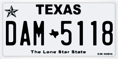 TX license plate DAM5118