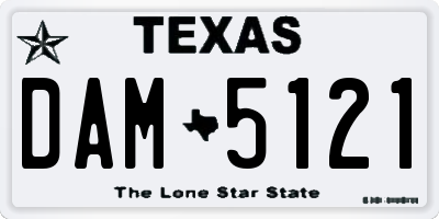 TX license plate DAM5121