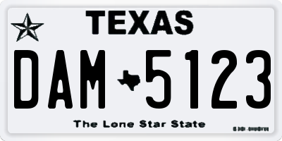 TX license plate DAM5123