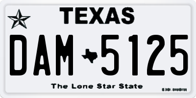 TX license plate DAM5125