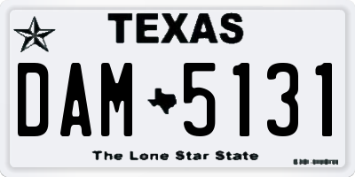 TX license plate DAM5131