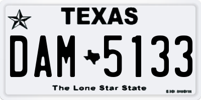 TX license plate DAM5133