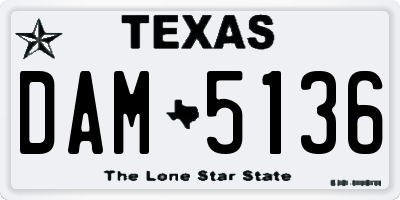 TX license plate DAM5136