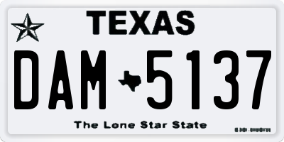 TX license plate DAM5137