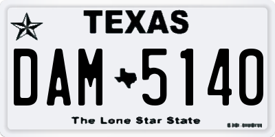 TX license plate DAM5140