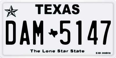 TX license plate DAM5147