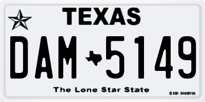 TX license plate DAM5149
