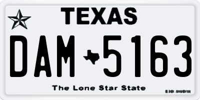TX license plate DAM5163