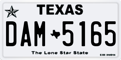 TX license plate DAM5165