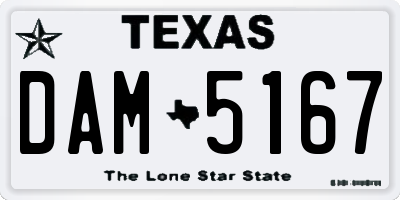 TX license plate DAM5167