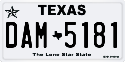 TX license plate DAM5181