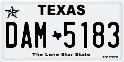 TX license plate DAM5183
