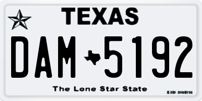 TX license plate DAM5192